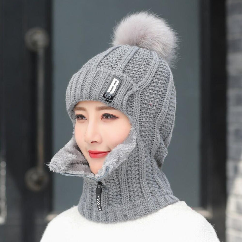  Ski Hats for Women Warmer Cozy Basic Tweed Cap Knit Beanie Fox  Hat Lightweight Thick Beanies Thermal Pullover Cap Grey : 服裝，鞋子和珠寶