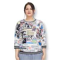 Women's Plus Size Vintage Fashion Anime Cartoon graphic Print O-neck Blouse T-shirt