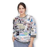 Women's Plus Size Vintage Fashion Anime Cartoon graphic Print O-neck Blouse T-shirt