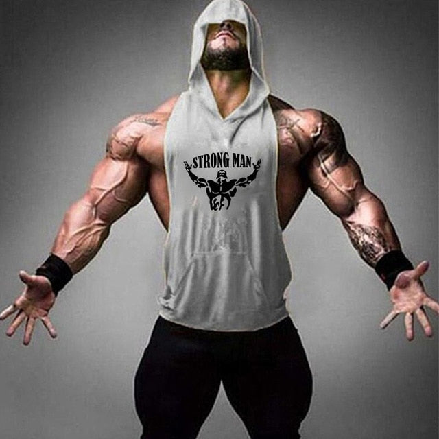 Muscleguys Liftwear Sleeveless Shirt with hoody Brand gyms Clothing Fitness  Men Bodybuilding stringer tank tops Hoodies singlets