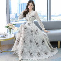 New Vintage Floral Chiffon Long Dress